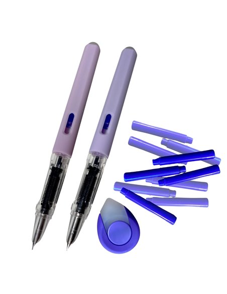 EAN-018303,Set stilouri cu cerneala termosensibila si penita ascunsa + Rezerve si radiera, Mov