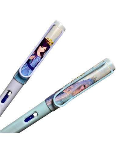 EAN-018280,Set stilouri cu cerneala termosensibila si penita ascunsa + Rezerve si radiera, Bleu