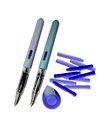 EAN-018280,Set stilouri cu cerneala termosensibila si penita ascunsa + Rezerve si radiera, Bleu