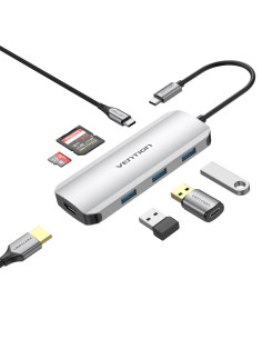RY-TOJHB,Docking Station Vention, porturi: HDMI (M), 3 x USB 3.2 gen1, PD 100 W, SD/TF dualcard slot, conectare prin USB Type-C 