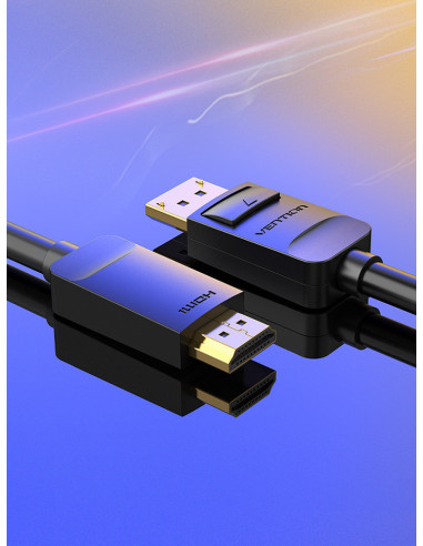 HADBG,Cablu video Vention, DisplayPort(T) la HDMI(T), 1.5m, rezolutie maxima 1080p la 60 Hz, conectori auriti, cupru, invelis PV
