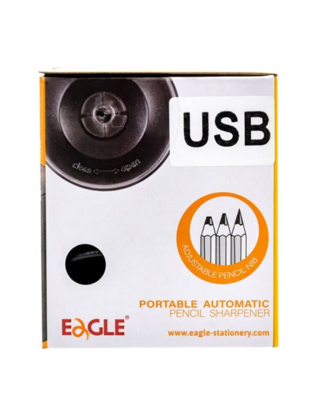 A2077,Ascutitoare electrica din plastic EAGLE TY60USB cu alimentare USB, 8mm, Negru