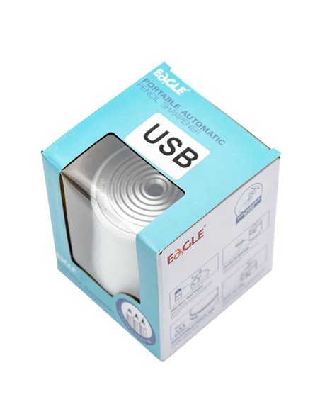 A2073,Ascutitoare electrica din plastic EAGLE TY48USB cu alimentare USB sau baterii, 6-8mm, Alb