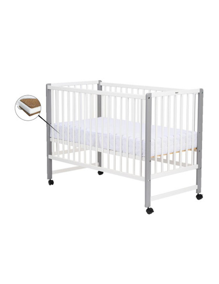 BN-QMMAY12CM01AL,Patut din lemn bebe, 120x60 cm, Din lemn de pin si mdf, Stabil si rezistent, Inaltime saltea reglabila pe 3 niv