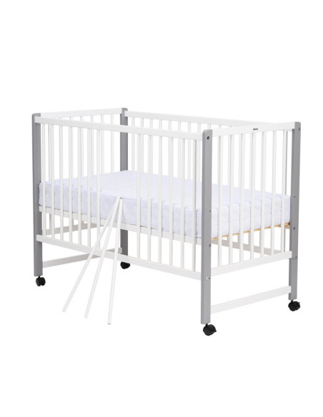 BN-QMMAY12CM01AL,Patut din lemn bebe, 120x60 cm, Din lemn de pin si mdf, Stabil si rezistent, Inaltime saltea reglabila pe 3 niv