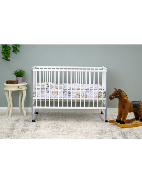 BN-QMMAY12CM01AL,Patut din lemn bebe, 120x60 cm, Din lemn de pin si mdf, Stabil si rezistent, Inaltime saltea reglabila pe 3 niv