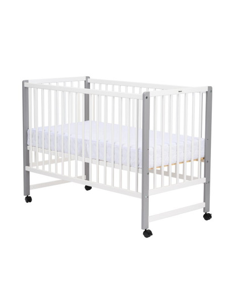 BN-QMMAY12CM01AL,Patut din lemn bebe, 120x60 cm, Din lemn de pin si mdf, Stabil si rezistent, Inaltime saltea reglabila pe 3 niv