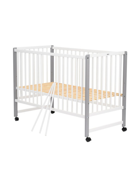 BN-QMMAY12CM01AL,Patut din lemn bebe, 120x60 cm, Din lemn de pin si mdf, Stabil si rezistent, Inaltime saltea reglabila pe 3 niv