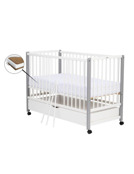 BN-QMMAY12CM02AL,Patut din lemn bebe, 120x60 cm, Cu sertar cu capac, Din lemn de pin si mdf, Stabil si rezistent, Inaltime salte