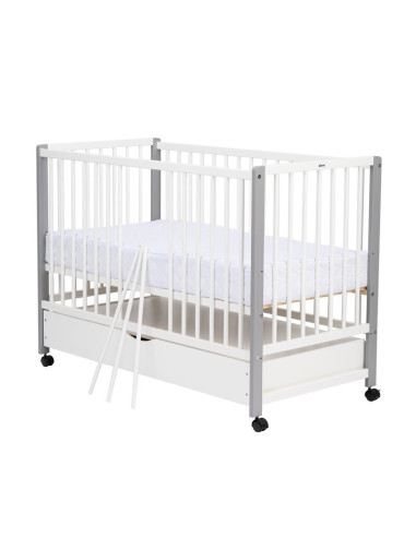 BN-QMMAY12CM02AL,Patut din lemn bebe, 120x60 cm, Cu sertar cu capac, Din lemn de pin si mdf, Stabil si rezistent, Inaltime salte