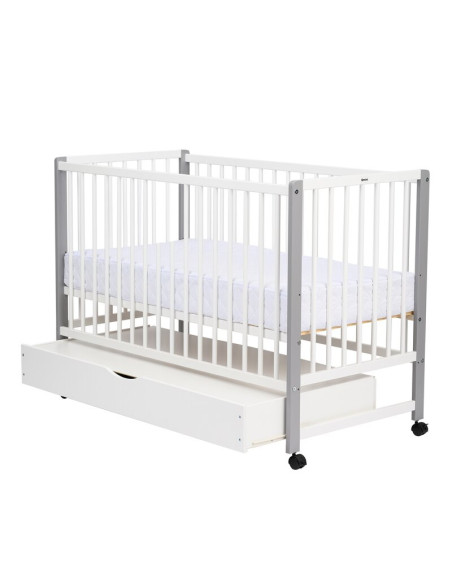 BN-QMMAY12CM02AL,Patut din lemn bebe, 120x60 cm, Cu sertar cu capac, Din lemn de pin si mdf, Stabil si rezistent, Inaltime salte