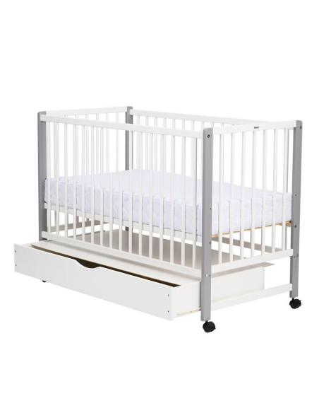 BN-QMMAY12CM02AL,Patut din lemn bebe, 120x60 cm, Cu sertar cu capac, Din lemn de pin si mdf, Stabil si rezistent, Inaltime salte