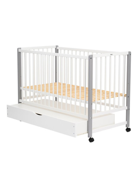BN-QMMAY12CM02AL,Patut din lemn bebe, 120x60 cm, Cu sertar cu capac, Din lemn de pin si mdf, Stabil si rezistent, Inaltime salte