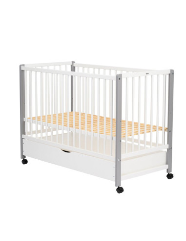 BN-QMMAY12CM02AL,Patut din lemn bebe, 120x60 cm, Cu sertar cu capac, Din lemn de pin si mdf, Stabil si rezistent, Inaltime salte