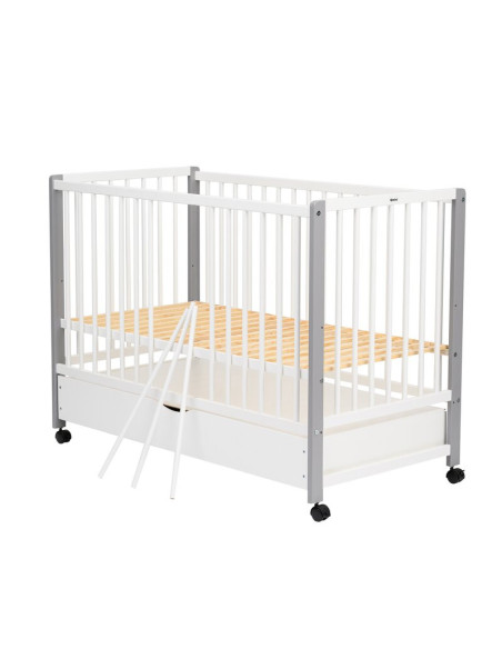 BN-QMMAY12CM02AL,Patut din lemn bebe, 120x60 cm, Cu sertar cu capac, Din lemn de pin si mdf, Stabil si rezistent, Inaltime salte