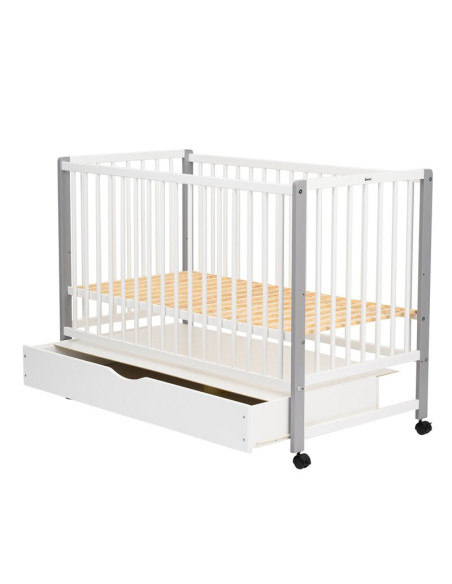 BN-QMMAY12CM02AL,Patut din lemn bebe, 120x60 cm, Cu sertar cu capac, Din lemn de pin si mdf, Stabil si rezistent, Inaltime salte