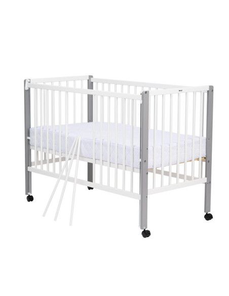 BN-QMMAY12CM03AL,Patut din lemn bebe, 120x60 cm, Cu laterala culisanta, Din lemn de pin si mdf, Stabil si rezistent, Inaltime sa