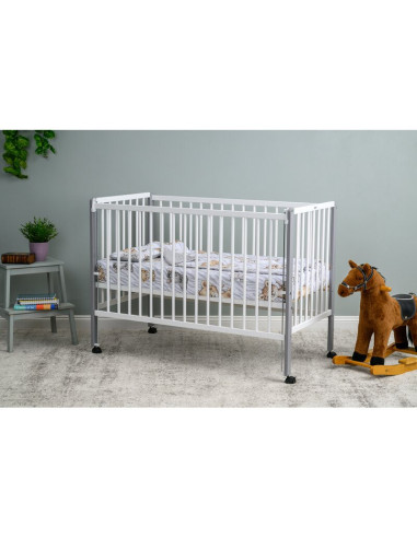 BN-QMMAY12CM03AL,Patut din lemn bebe, 120x60 cm, Cu laterala culisanta, Din lemn de pin si mdf, Stabil si rezistent, Inaltime sa