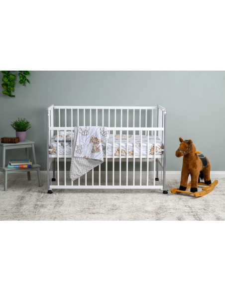 BN-QMMAY12CM03AL,Patut din lemn bebe, 120x60 cm, Cu laterala culisanta, Din lemn de pin si mdf, Stabil si rezistent, Inaltime sa