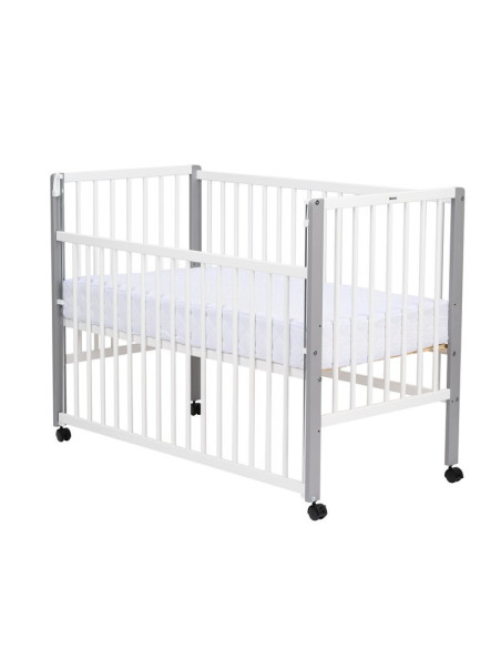 BN-QMMAY12CM03AL,Patut din lemn bebe, 120x60 cm, Cu laterala culisanta, Din lemn de pin si mdf, Stabil si rezistent, Inaltime sa