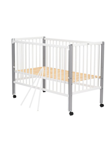 BN-QMMAY12CM03AL,Patut din lemn bebe, 120x60 cm, Cu laterala culisanta, Din lemn de pin si mdf, Stabil si rezistent, Inaltime sa