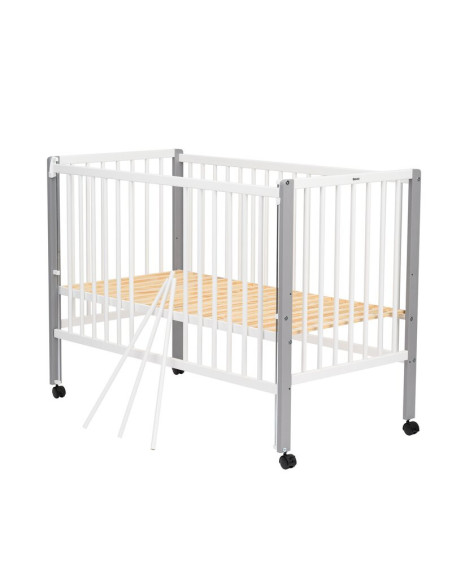 BN-QMMAY12CM03AL,Patut din lemn bebe, 120x60 cm, Cu laterala culisanta, Din lemn de pin si mdf, Stabil si rezistent, Inaltime sa