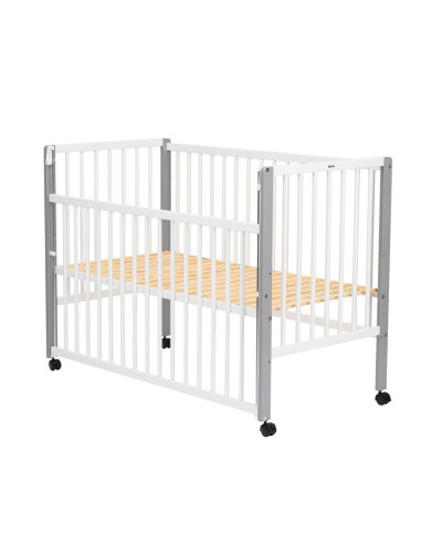 BN-QMMAY12CM03AL,Patut din lemn bebe, 120x60 cm, Cu laterala culisanta, Din lemn de pin si mdf, Stabil si rezistent, Inaltime sa