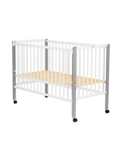 BN-QMMAY12CM03AL,Patut din lemn bebe, 120x60 cm, Cu laterala culisanta, Din lemn de pin si mdf, Stabil si rezistent, Inaltime sa