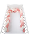 BN-50153,Protectie laterala, Bubaba, Pentru patut bebe, Tip Bumper impletit, Din bumbac, 235x15 cm, Pink White