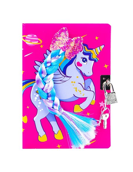 1903-1/ROZ,Jurnal cu lacat, Motiv unicorn, Roz