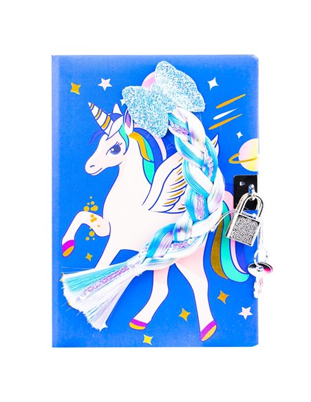 1903-1/ALBASTRU,Jurnal cu lacat, Motiv unicorn, Albastru