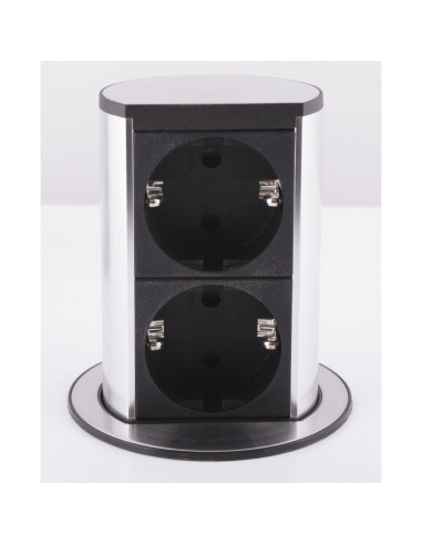 928.002,Priza cu protectie ELEVATOR 928.002, Numar iesiri 2, Schuko, 230 V, Lungime cablu 2 m, Impamantare, Negru/Argintiu, Fisa