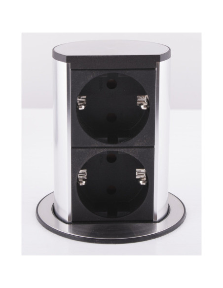 928.002,Priza cu protectie ELEVATOR 928.002, Numar iesiri 2, Schuko, 230 V, Lungime cablu 2 m, Impamantare, Negru/Argintiu, Fisa