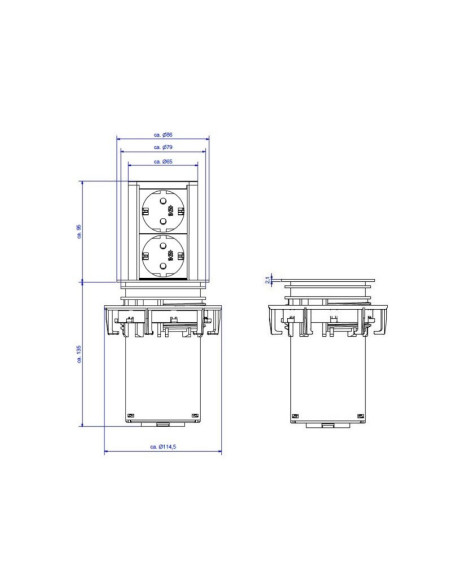928.002,Priza cu protectie ELEVATOR 928.002, Numar iesiri 2, Schuko, 230 V, Lungime cablu 2 m, Impamantare, Negru/Argintiu, Fisa