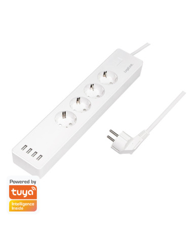 SH0104,PRELUNGITOR LOGILINK, Wi-Fi Smart, Schuko x 4, USB x 4 5V/4A max. 20W, cablu 3G 1.5mm2 10A, prot. Supracurent / supratens