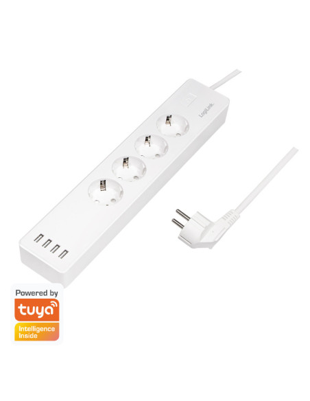 SH0104,PRELUNGITOR LOGILINK, Wi-Fi Smart, Schuko x 4, USB x 4 5V/4A max. 20W, cablu 3G 1.5mm2 10A, prot. Supracurent / supratens
