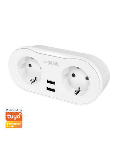 SH0102,PRIZA INTELIGENTA LOGILINK, Wi-Fi Smart,Schuko x 2, USB x 2 5V/2.4A max. 12W,prot. Supracurent / supratensiune, IP20, com