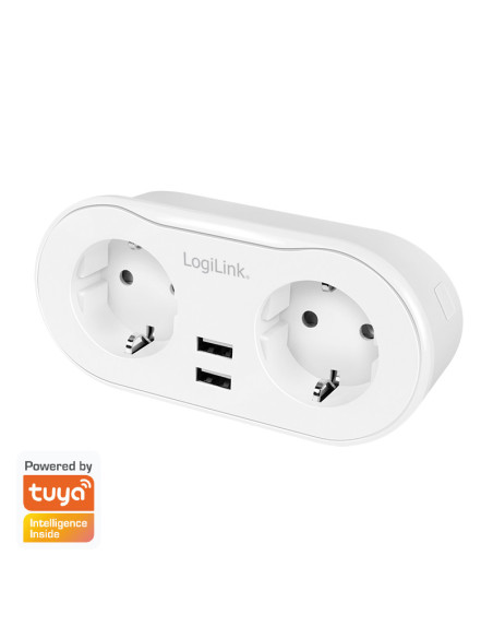 SH0102,PRIZA INTELIGENTA LOGILINK, Wi-Fi Smart,Schuko x 2, USB x 2 5V/2.4A max. 12W,prot. Supracurent / supratensiune, IP20, com