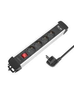 LPS237U,PRELUNGITOR LOGILINK, Schuko x 4, USB x 2 5V/2.1A (10.5 W), cablu 3G 1.5mm2, 230 V/16 A, 50 Hz, max. 3600 W, buton intre 2