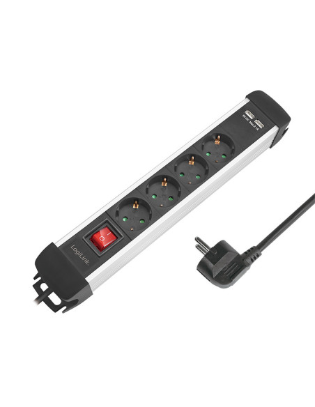 LPS237U,PRELUNGITOR LOGILINK, Schuko x 4, USB x 2 5V/2.1A (10.5 W), cablu 3G 1.5mm2, 230 V/16 A, 50 Hz, max. 3600 W, buton intre LPS237U,PRELUNGITOR LOGILINK, Schuko x 4, USB x 2 5V/2.1A (10.5 W), cablu 3G 1.5mm2, 230 V/16 A, 50 Hz, max. 3600 W, buton intre