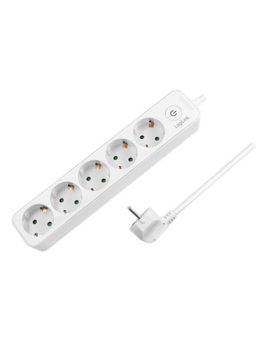 LPS246,PRELUNGITOR LOGILINK, Schuko x 5, cablu 3G 1.5mm2, 230V/16A, 50 Hz, max. 3600 W, buton intrerupator iluminat, IP20, 1.5m,