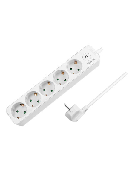 LPS246,PRELUNGITOR LOGILINK, Schuko x 5, cablu 3G 1.5mm2, 230V/16A, 50 Hz, max. 3600 W, buton intrerupator iluminat, IP20, 1.5m,