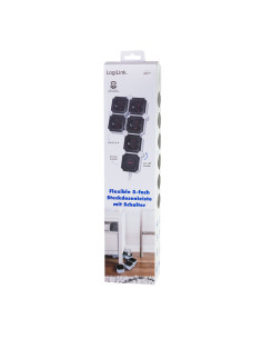 LPS277,PRELUNGITOR LOGILINK, flexibil 180 grade, Schuko x 5, cablu 3G 1.5mm2, 230 V/16 A, 50 Hz, max. 3600 W, buton intrerupator 2