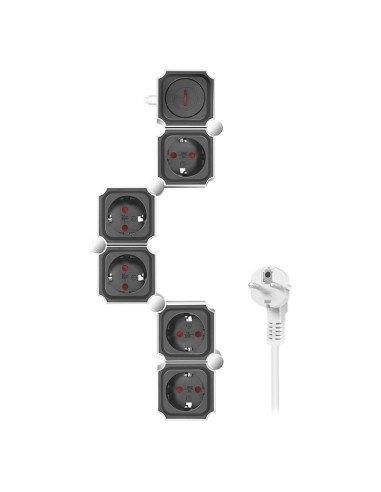 LPS277,PRELUNGITOR LOGILINK, flexibil 180 grade, Schuko x 5, cablu 3G 1.5mm2, 230 V/16 A, 50 Hz, max. 3600 W, buton intrerupator
