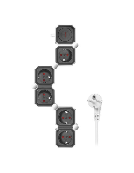 LPS277,PRELUNGITOR LOGILINK, flexibil 180 grade, Schuko x 5, cablu 3G 1.5mm2, 230 V/16 A, 50 Hz, max. 3600 W, buton intrerupator