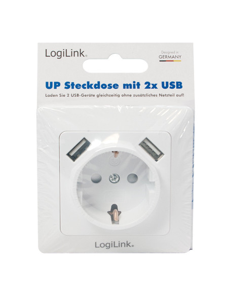 PA0162,PRIZA LOGILINK, pentru perete, Schuko x 1, USB x2 5V/2.1A, 230V AC, 50 Hz, alb "PA0162"