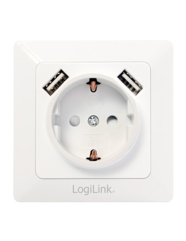 PA0162,PRIZA LOGILINK, pentru perete, Schuko x 1, USB x2 5V/2.1A, 230V AC, 50 Hz, alb "PA0162"