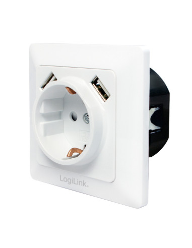 PA0162,PRIZA LOGILINK, pentru perete, Schuko x 1, USB x2 5V/2.1A, 230V AC, 50 Hz, alb "PA0162"