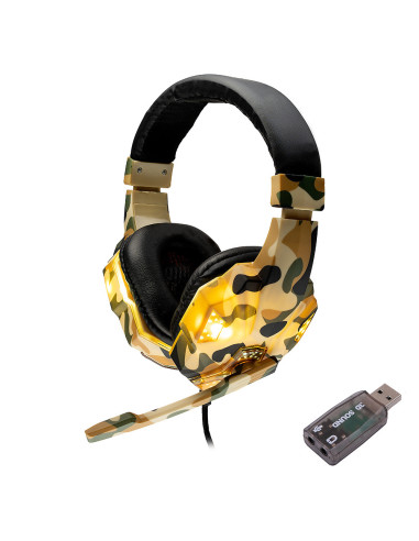 SPGH-CAMO-USB,CASTI Spacer, cu fir, standard, utilizare gaming, microfon pe brat, conectare prin adaptor USB 2.0 sau Jack 3.5 mm