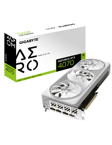 GV-N4070AERO_OCV2-12GD,Gigabyte GeForce RTX 4070 AERO OC V2, GeForce RTX 4070, 12 Giga Bites, GDDR6X, 192 bit, 7680 x 4320 Pixel